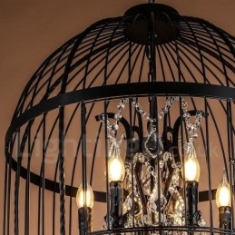 Retro Vintage Metalen 8-Lichts Vogelkooi Hanglamp
