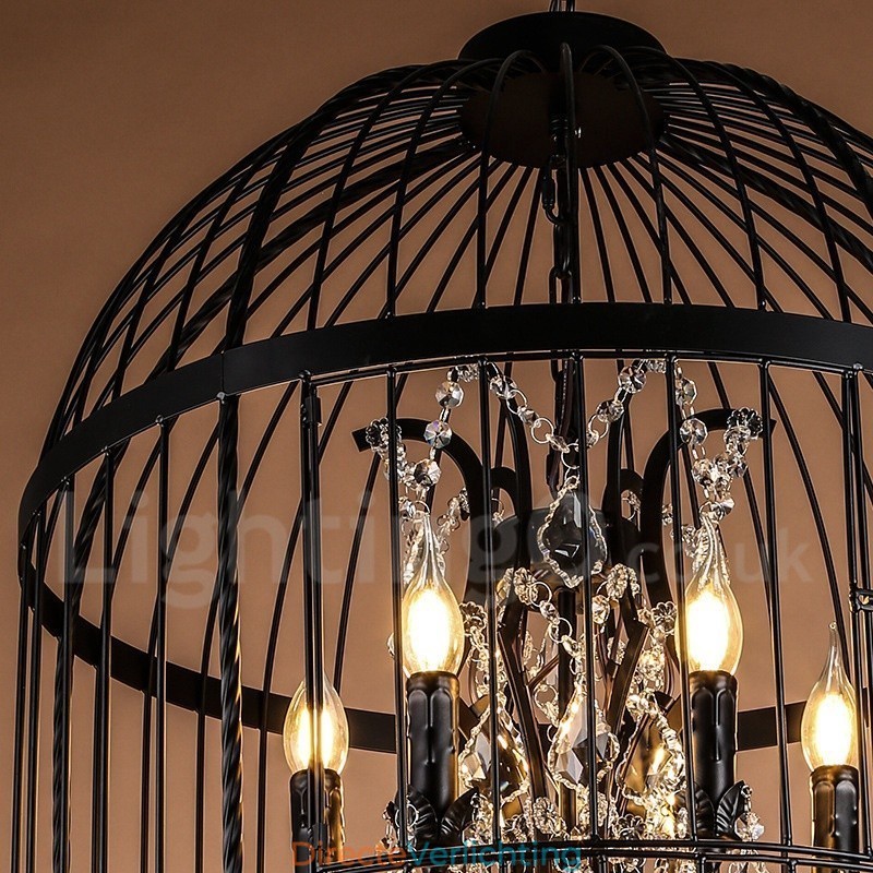 Retro Vintage Metalen 8-Lichts Vogelkooi Hanglamp