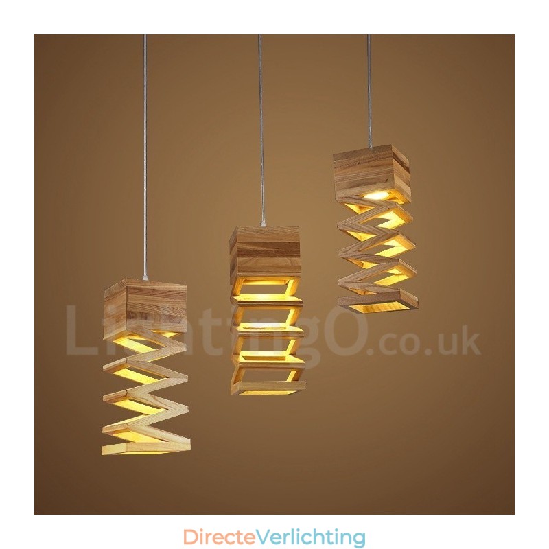 Moderne, eigentijdse houten hanglamp
