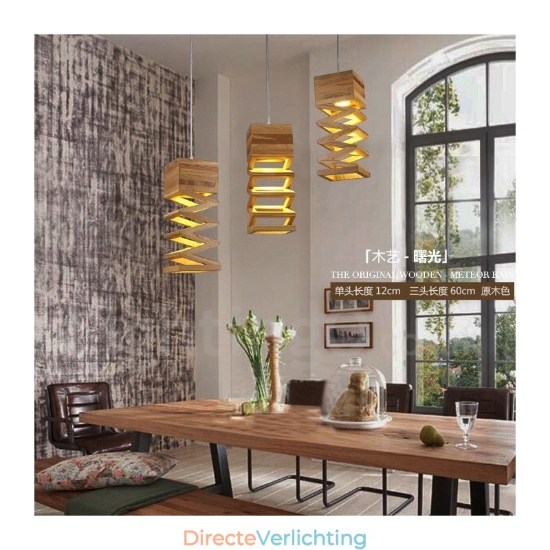 Moderne, eigentijdse houten hanglamp