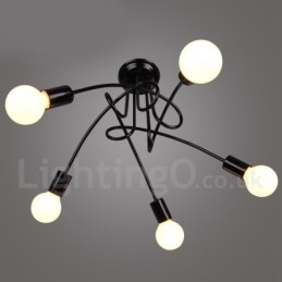 Zwarte Country Metal 5-lichts kroonluchterlamp