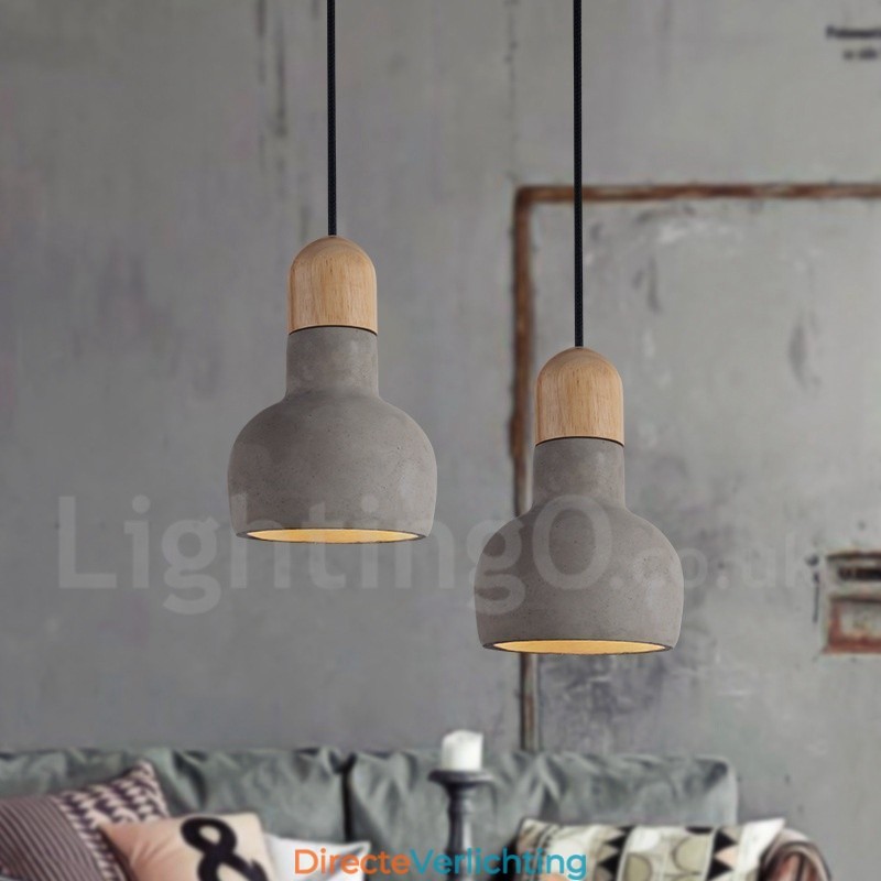 Retro Vintage Houten Beton Enkelvoudige Hanglamp
