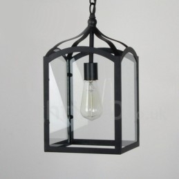 Metalen rustieke lodge hanglamp met glazen kap