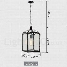 Metalen rustieke lodge hanglamp met glazen kap