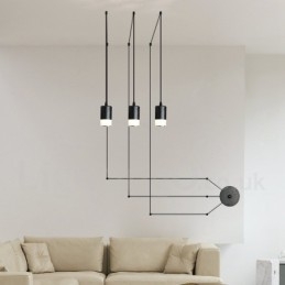 Voor 3-lichts zwarte hanglamp met glazen kap