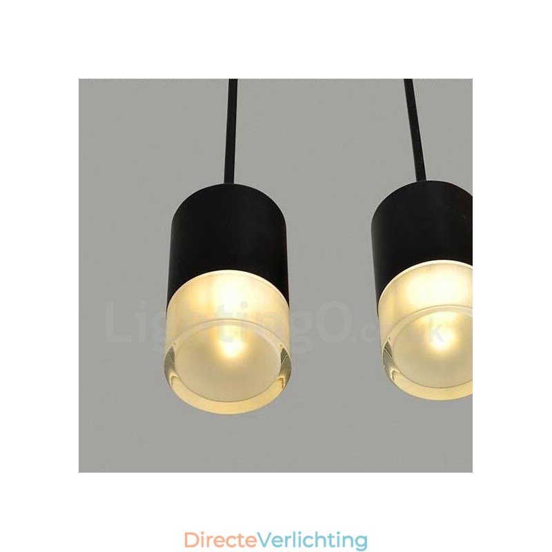 Voor 3-lichts zwarte hanglamp met glazen kap