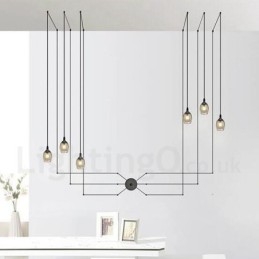 Voor hanglamp met 6 lampen en glazen kap