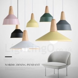 Moderne eigentijdse houten metalen multi-kleuren hanglamp