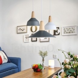 Moderne eigentijdse houten metalen multi-kleuren hanglamp