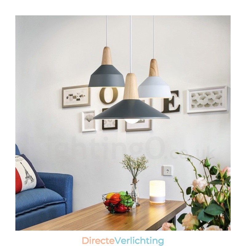 Moderne eigentijdse houten metalen multi-kleuren hanglamp