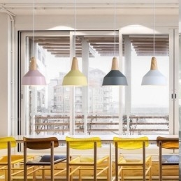 Moderne eigentijdse houten metalen multi-kleuren hanglamp
