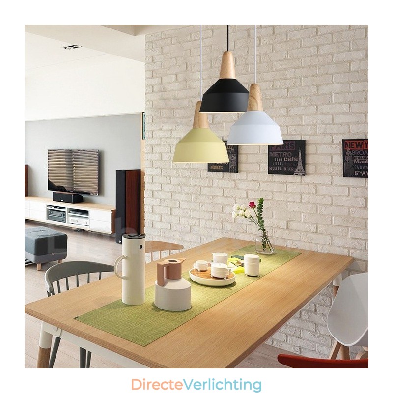Moderne eigentijdse houten metalen multi-kleuren hanglamp