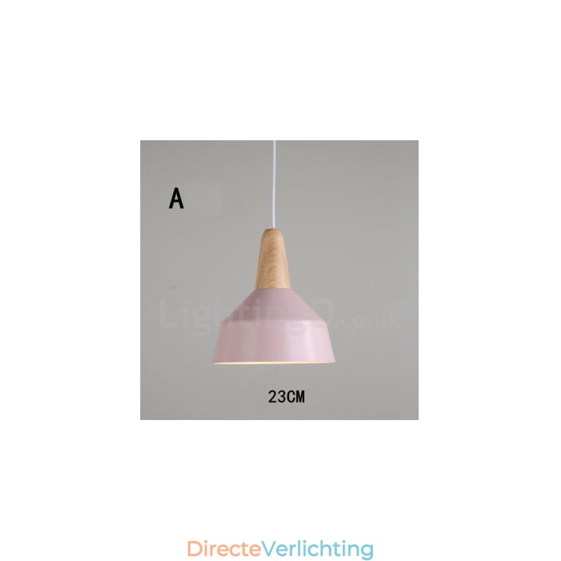 Moderne eigentijdse houten metalen multi-kleuren hanglamp