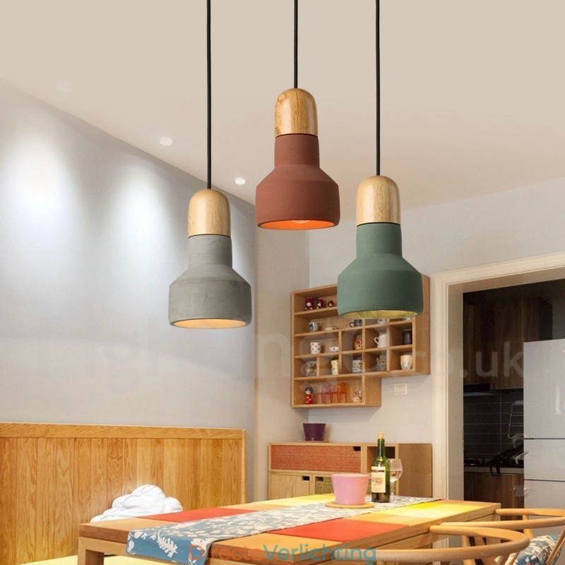 Vintage houten beton multi kleuren hanglamp voor lamp