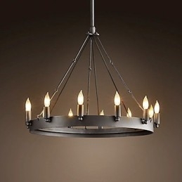 Retro stijl ijzeren hanglamp met 12 lampjes in kaarsvorm
