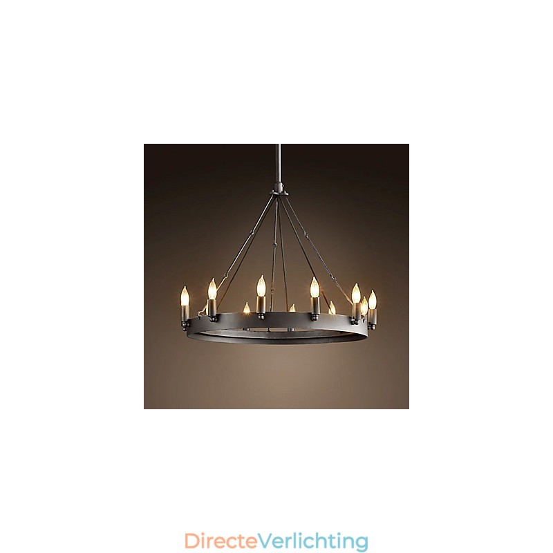 Retro stijl ijzeren hanglamp met 12 lampjes in kaarsvorm