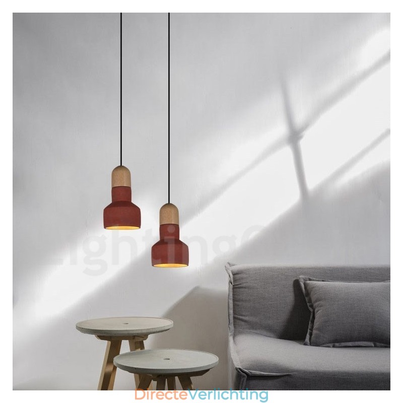 Vintage houten beton multi kleuren hanglamp voor lamp