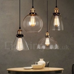Retro Vintage Hanglamp met Glazen Kap Lamp