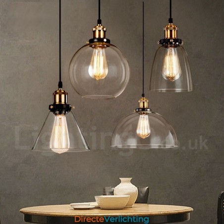 Retro Vintage Hanglamp met Glazen Kap Lamp Retro Vintage Hanglamp met Glazen Kap Lamp