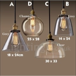 Retro Vintage Hanglamp met Glazen Kap Lamp