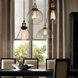 Retro Vintage Hanglamp met Glazen Kap Lamp
