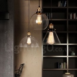 Retro Vintage Hanglamp met Glazen Kap Lamp