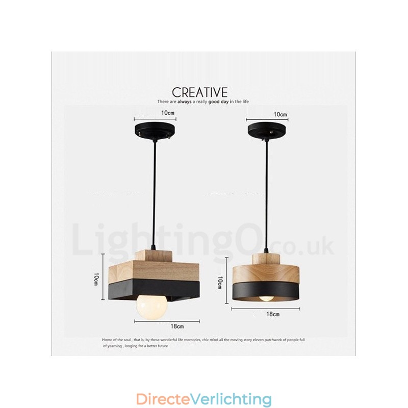 Moderne eigentijdse houten metalen houten hanglamp