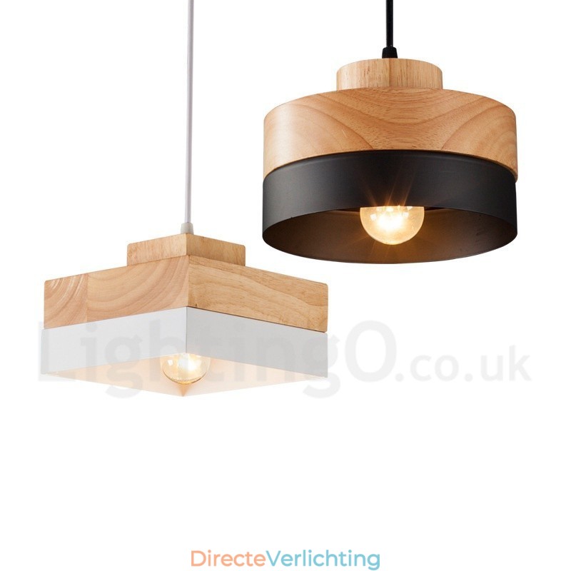 Moderne eigentijdse houten metalen houten hanglamp