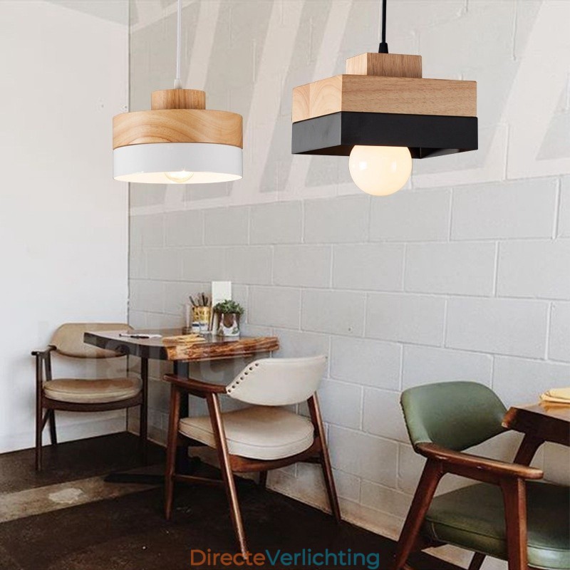 Moderne eigentijdse houten metalen houten hanglamp
