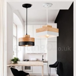 Moderne eigentijdse houten metalen houten hanglamp