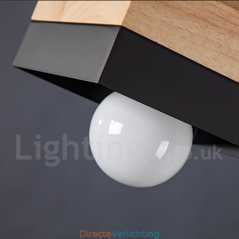 Moderne eigentijdse houten metalen houten hanglamp