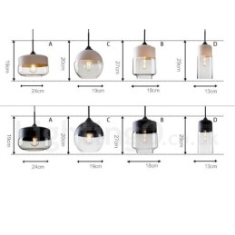 Moderne, eigentijdse hanglamp met glazen kap