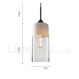 Moderne, eigentijdse hanglamp met glazen kap