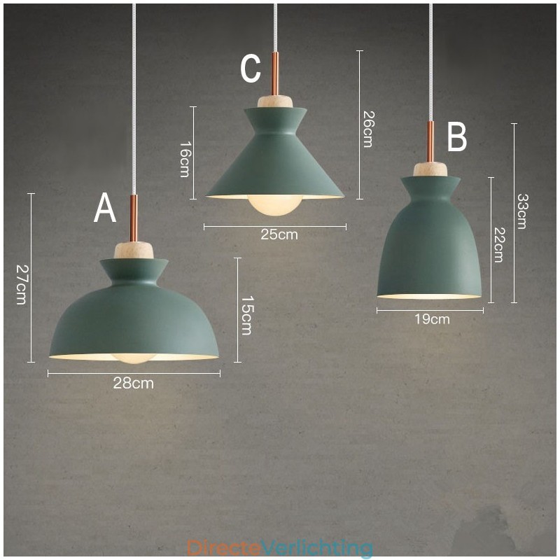 Moderne, eigentijdse metalen hanglamp in meerdere kleuren