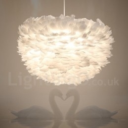 Hanglamp met witte veren