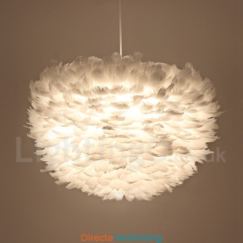 Hanglamp met witte veren