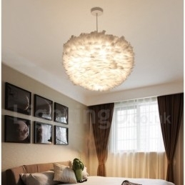 Hanglamp met witte veren