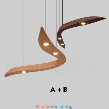 Moderne, eigentijdse houten hanglamp met 3 lampen Moderne, eigentijdse houten hanglamp met 3 lampen