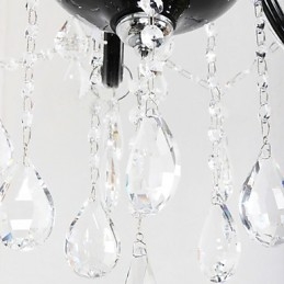 6-lichts kristallen kroonluchter in zwart designaccent