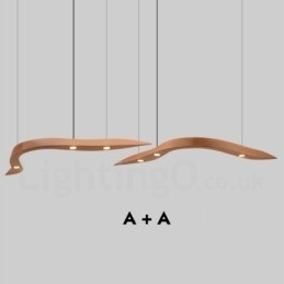 Moderne, eigentijdse houten hanglamp met 3 lampen