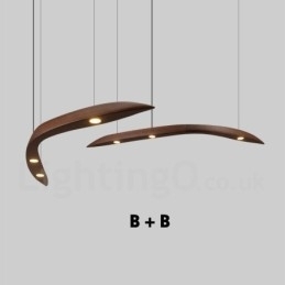 Moderne, eigentijdse houten hanglamp met 3 lampen