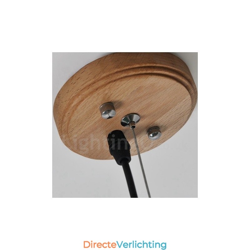 Moderne, eigentijdse houten hanglamp met 3 lampen