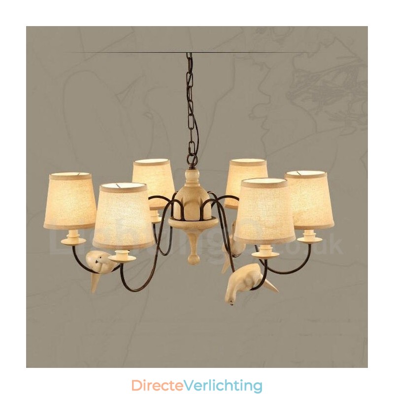6-lichts rustieke lodge vintage hanglamp