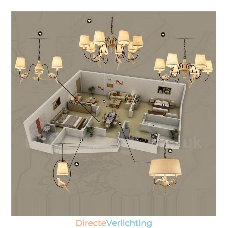 6-lichts rustieke lodge vintage hanglamp