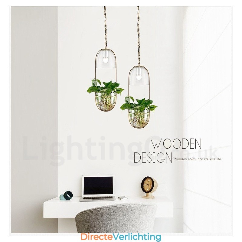 Rustieke Lodge Metalen Glazen Hanglamp