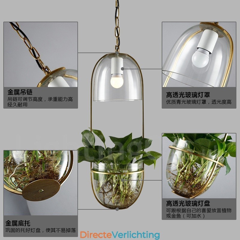 Rustieke Lodge Metalen Glazen Hanglamp