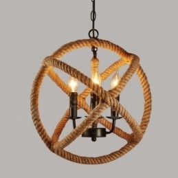 Country Hemp Rope 3-lichts vintage hanglamp