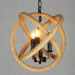 Country Hemp Rope 3-lichts vintage hanglamp