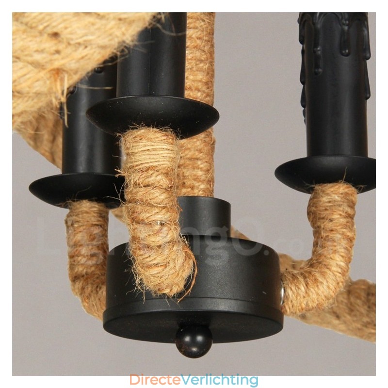 Country Hemp Rope 3-lichts vintage hanglamp