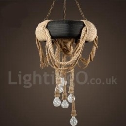 Landelijk Vintage Hanglamp met 6 Lampen